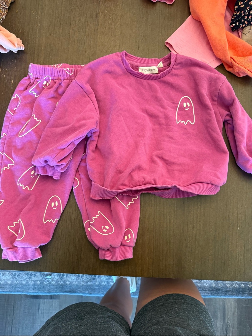 Indy & Pippa Kids Purple Ghost Sweatshirt & Jogger Matching Set